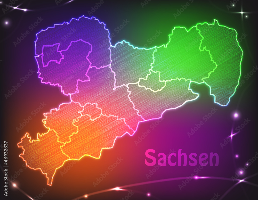 Bunte Karte von Sachsen als Scribble Bunte Karte von Sachsen als Scribble