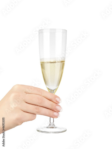 Hand mit Sektglas