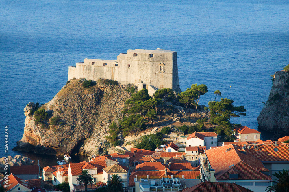 Detail of Dubrovnik Croatia at sunrise, travel background