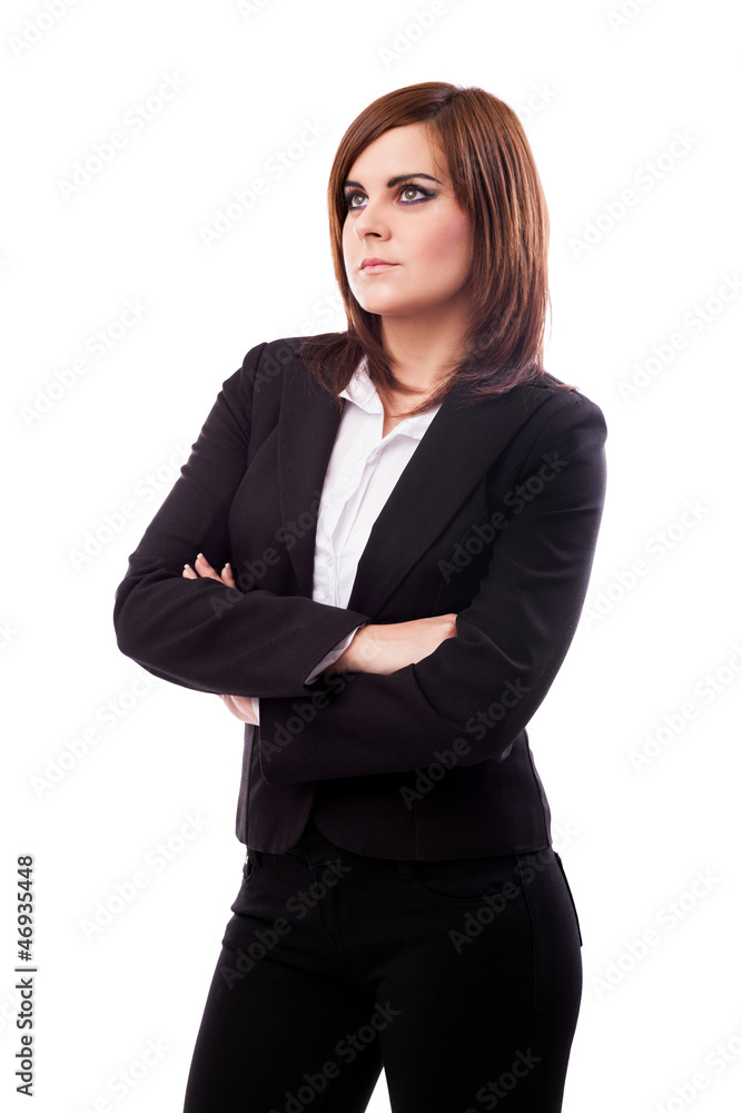 Beautiful businesswoman standing with crossed arms Beautiful businesswoman standing with crossed arms