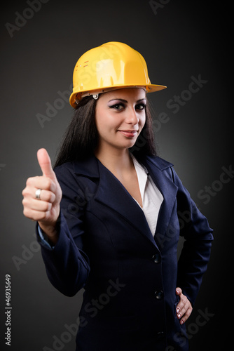Construction lady thumbs up