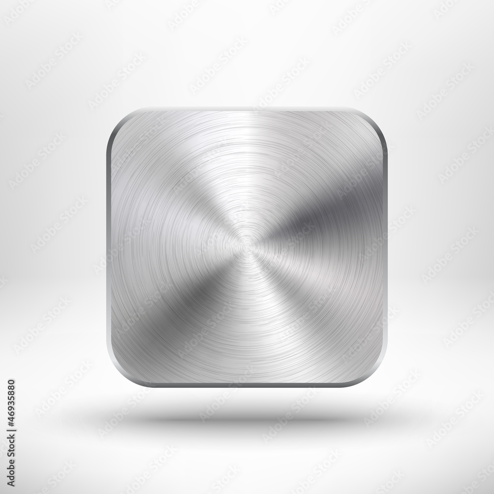 Abstract technology app icon with metal texture for interfaces Stock ...