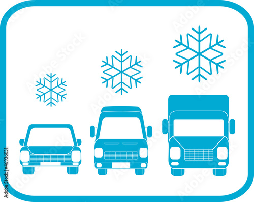 icon with transport silhouette - symbol winter road