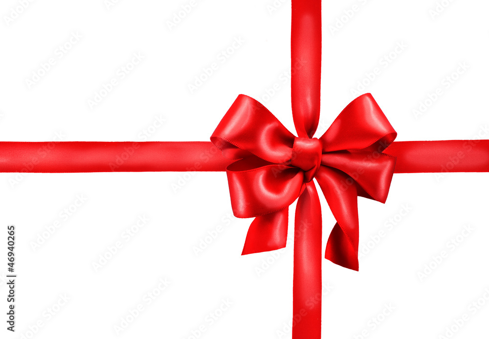 Red satin gift bow. Ribbon. Isolated on white Red satin gift bow. Ribbon. Isolated on white