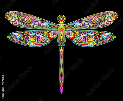 Dragonfly Psychedelic Art Design-Libellula Insetto Psichedelico photo