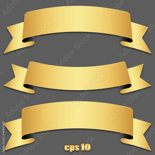 Vector set of gold ribbons, tapes (without shadow included)