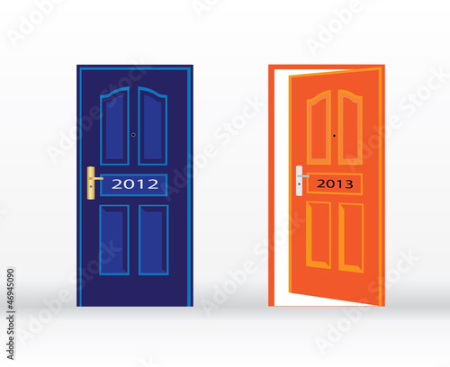 Happy new year symbolized by an open door