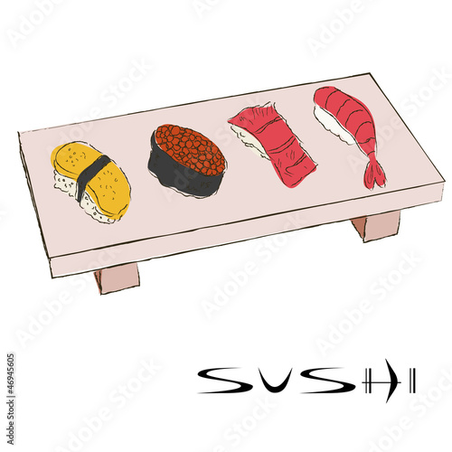 Colored sushi sketches