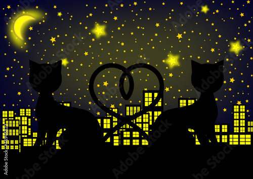 Liebende Katzen bei Nacht