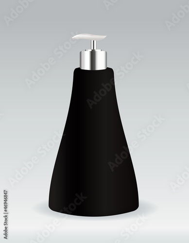 Black cosmetic container bottle for soap or gel