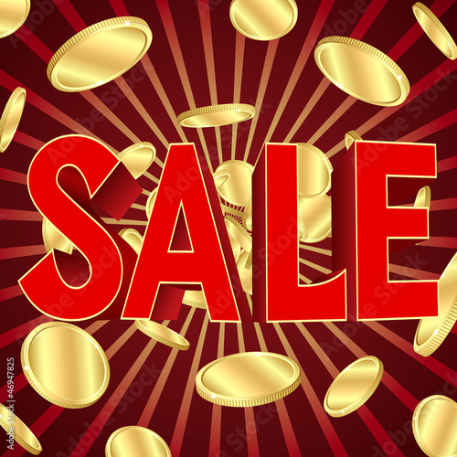 Sale poster with gold coins