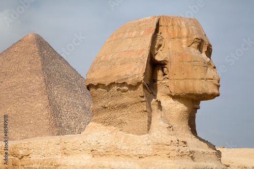 View of the Sphinx and Pyramid of Khafre, Cairo, Egypt