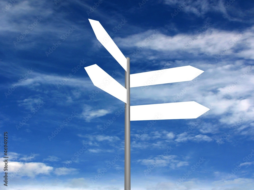 Signpost on beautiful background of blue sky. 3D render. Signpost on beautiful background of blue sky. 3D render.