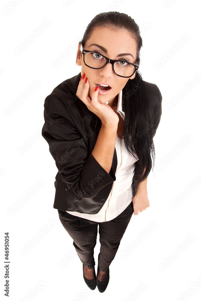 Funny portrait of surprised woman