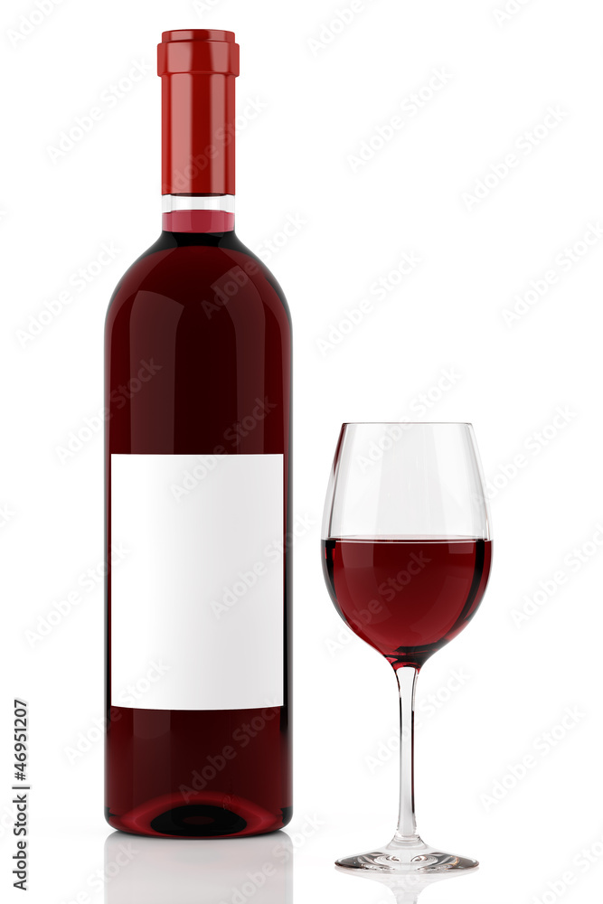 Red wine bottle isolated on white Red wine bottle isolated on white