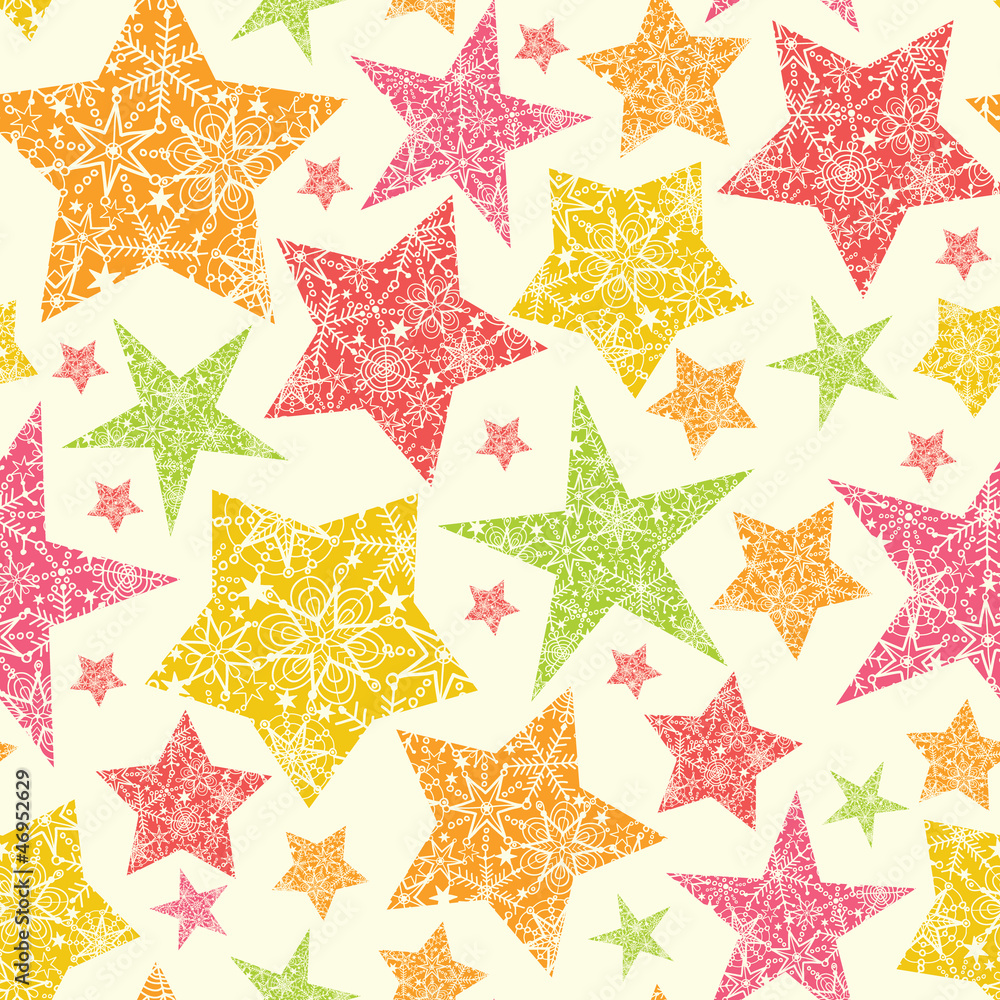 Vector Snowflake Textured Christmas Stars Seamless Pattern Vector Snowflake Textured Christmas Stars Seamless Pattern
