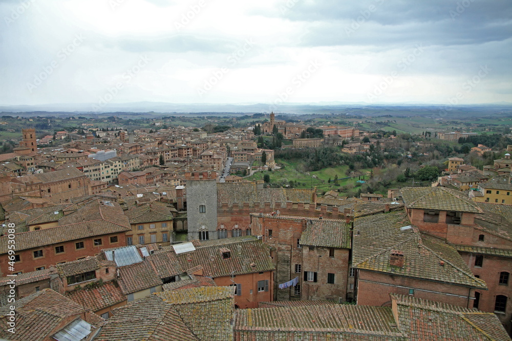 View of Siena from above, Siena, Tuscany, Italy,