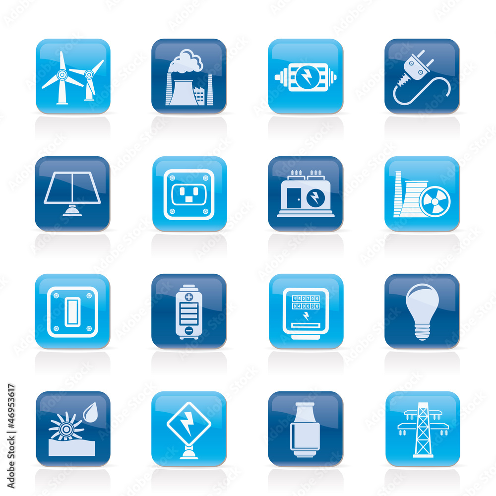 electricity, power and energy icons - vector icon set electricity, power and energy icons - vector icon set