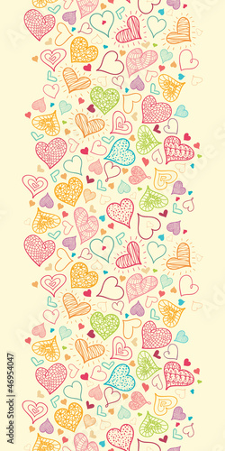 Vector Doodle Hearts Vertical Seamless Pattern Background