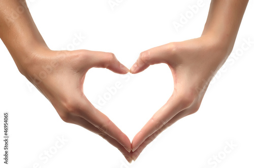 Woman hand making sign Heart