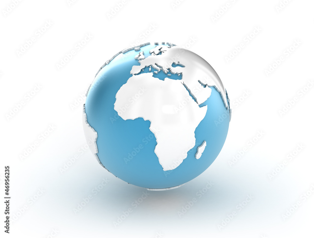 Blue world globe 3D