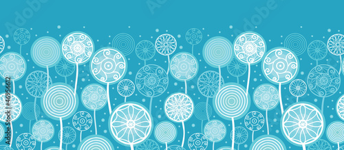 Vector Abstract Dandelion Plants Horizontal Seamless Pattern