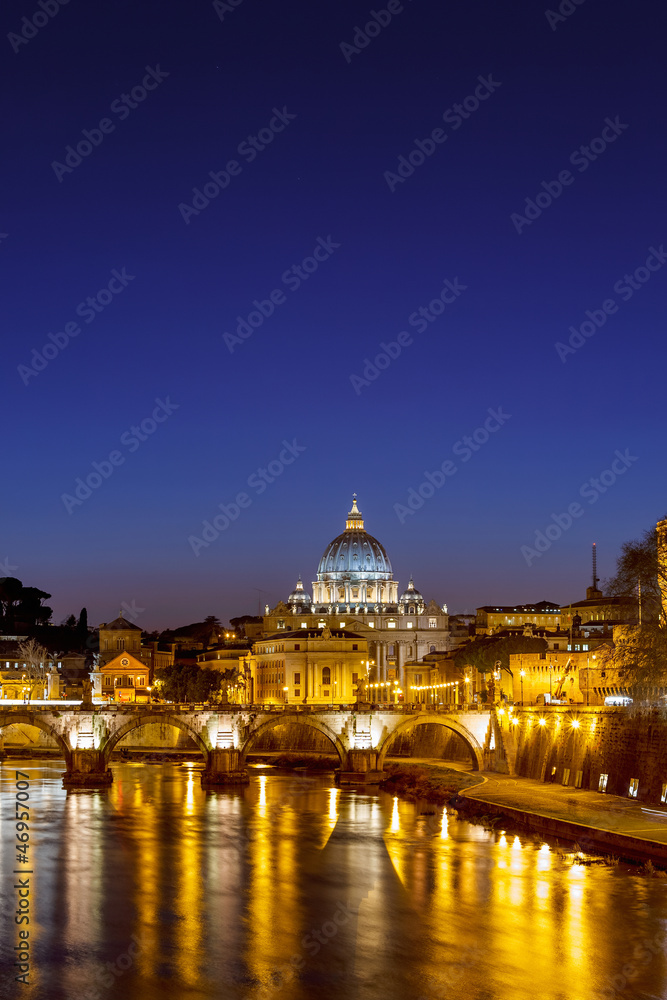 St. Peter's cathedral at night, Rome