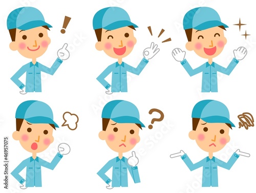 作業員　配達員　表情