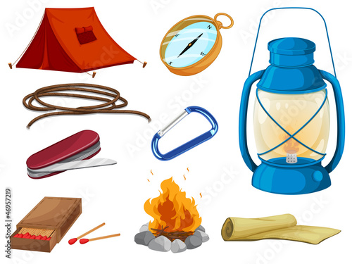 various objects of camping