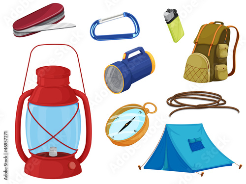 various objects of camping