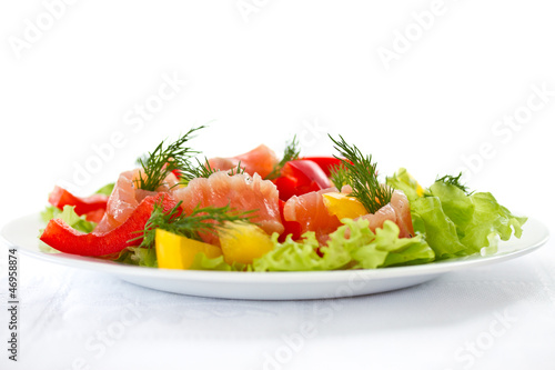 salad with salted salmon