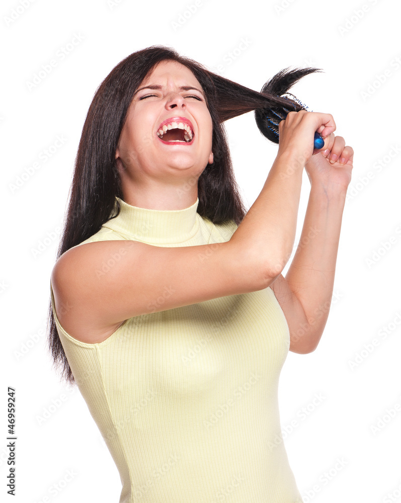 Woman with hairbrush