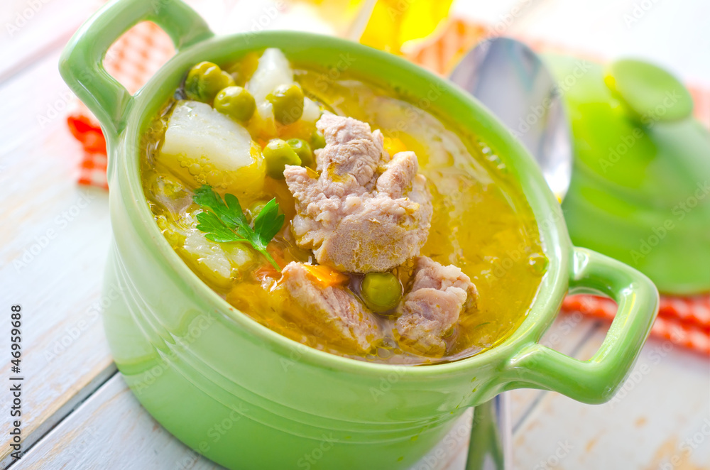 Fresh soup with meat and vegetables Fresh soup with meat and vegetables