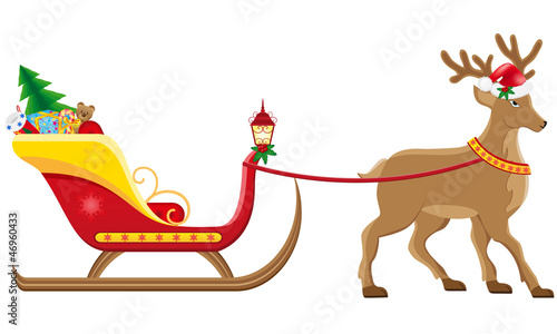 christmassanta sleigh with reindeer illustration © kontur-vid
