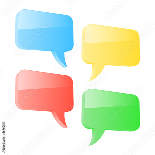 Set of colorful 3d speech bubbles. Vector illustration