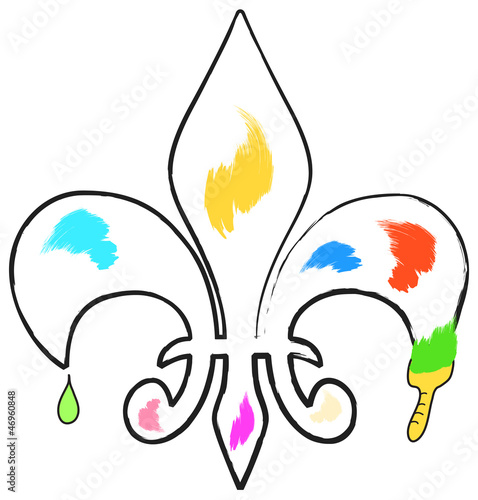 abstract fleur de lis painting with brush