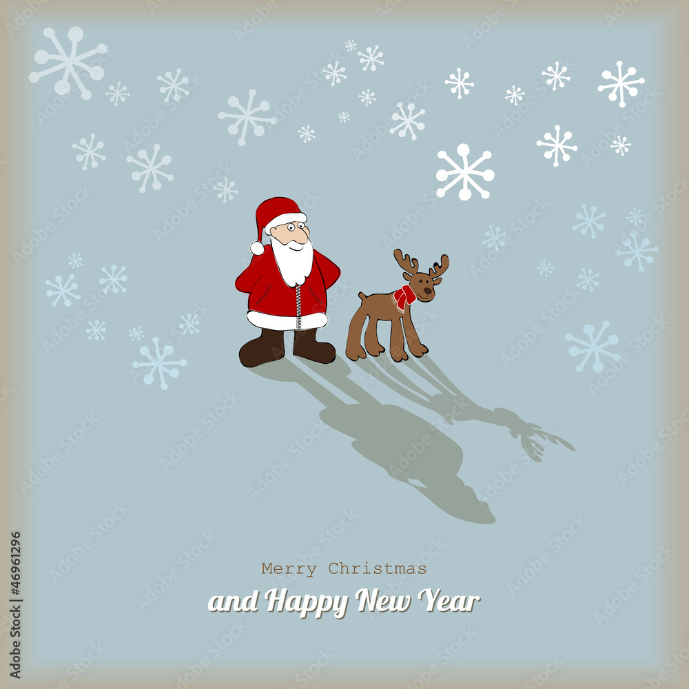 Weihnachtsmann & Rentier VINTAGE RETRO Vektor Stock Vector | Adobe Stock