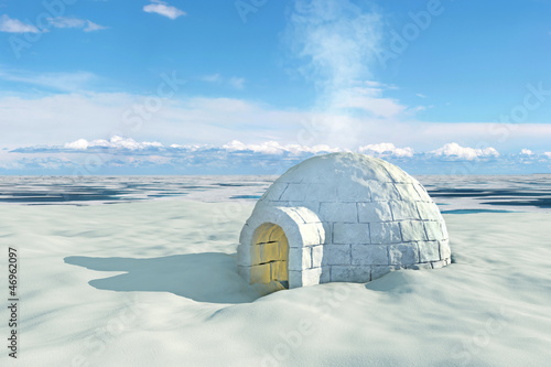 Fototapeta Nordic landscape with igloo
