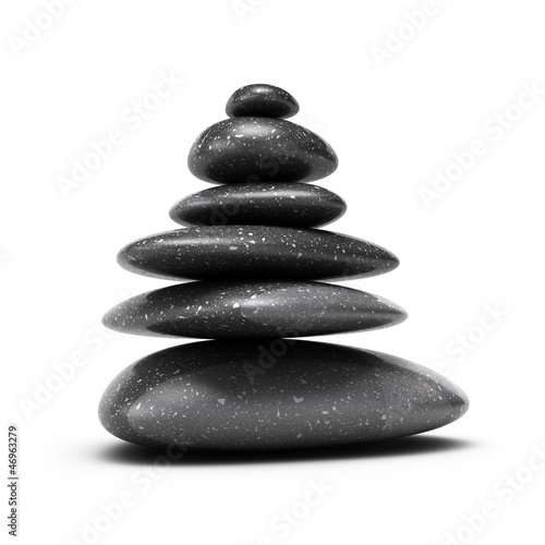 six pebbles stacked over white background with shadow