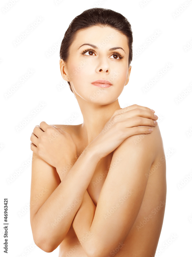 Portrait of a beautiful female model on white background Portrait of a beautiful female model on white background