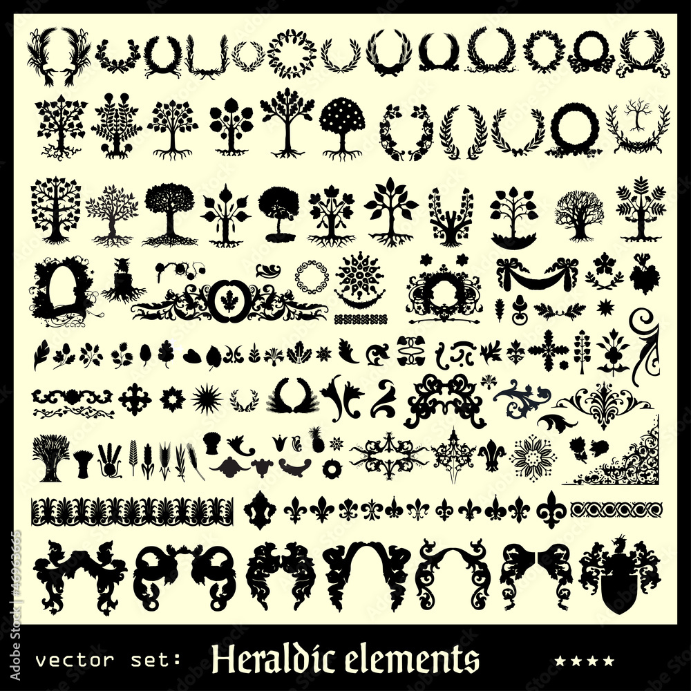 heraldic elements floral heraldic elements floral