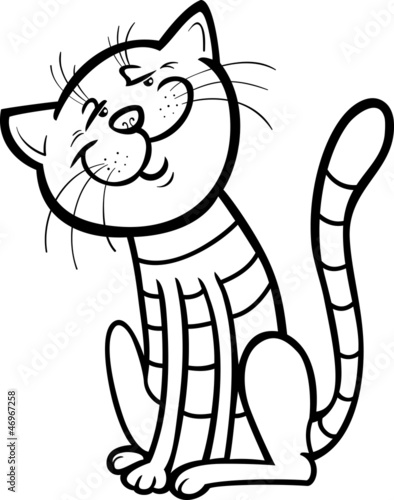 Fototapeta szczęśliwy kot kreskówka dla kolorowanka