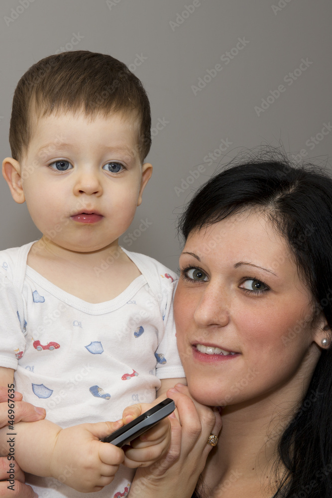 Little boy with mom