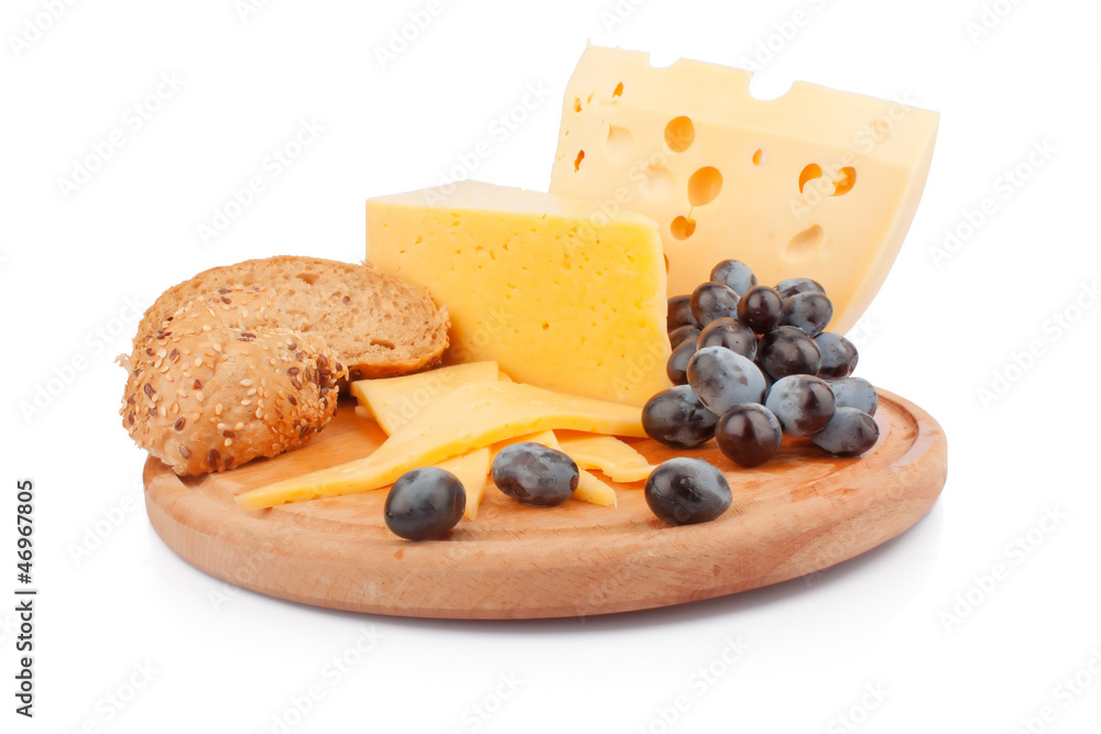 Cheeses on wooden