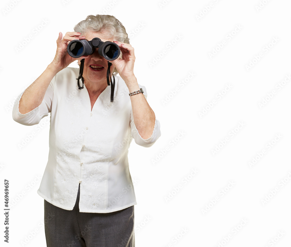 Portrait of a senior woman looking through binoculars Portrait of a senior woman looking through binoculars
