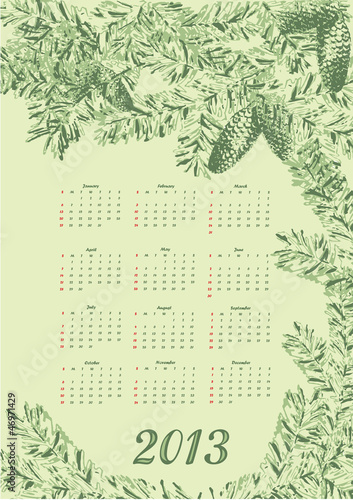Original calendar on a green background