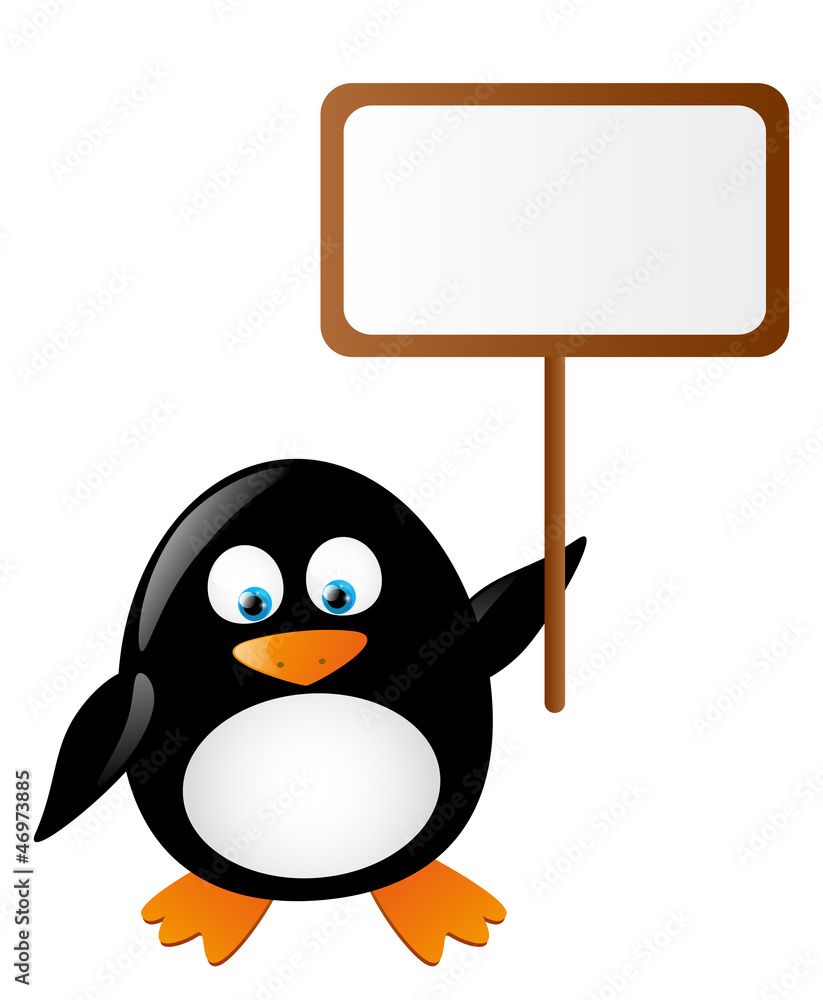 Obraz premium Cute penguin with banner