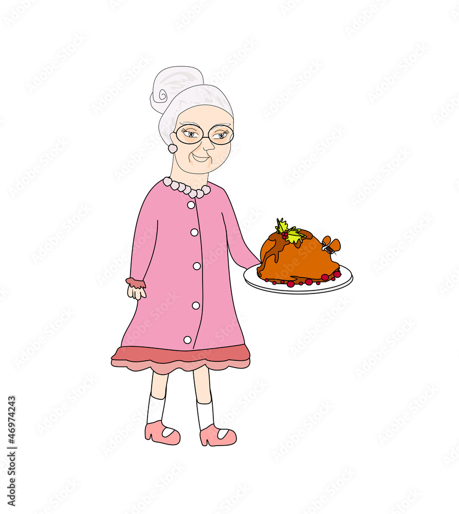 grandma with a delicious roasted and big turkey grandma with a delicious roasted and big turkey