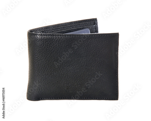 Black leather wallet isolated