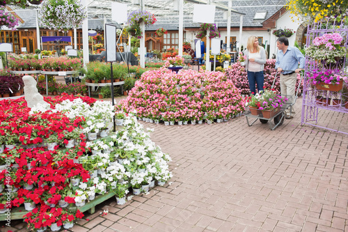 Canvas Print Outside of garden center with many types of plants and flowers